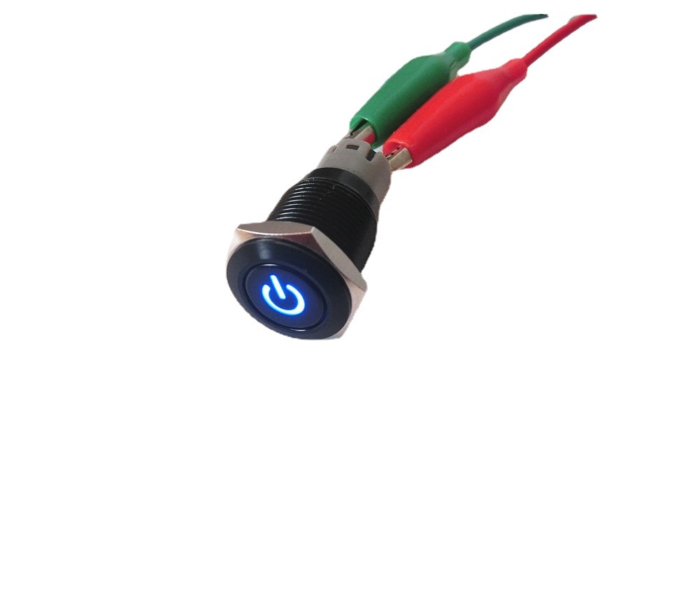 开孔16mm金属按钮开关 12V3A自锁式电源符号LED灯 摩托车汽车改装