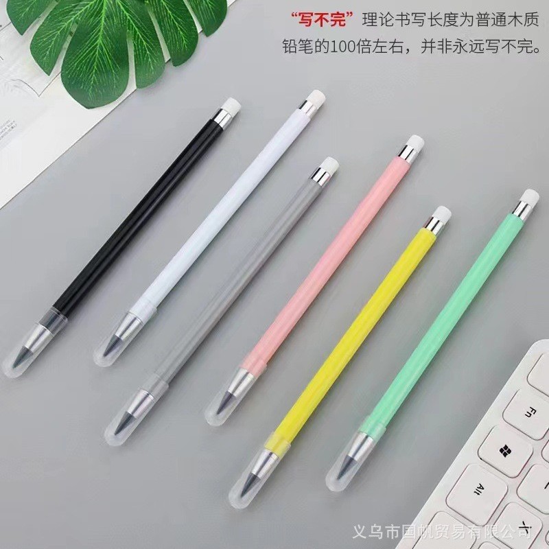 Lápiz eterno, no es necesario afilar el color de escritura, tecnología negra completa con macarons de goma, duradero, creativo y portátil