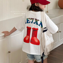 短袖t恤纯棉中大童洋气上衣韩版时尚爆款时髦休闲宽松超火运动批