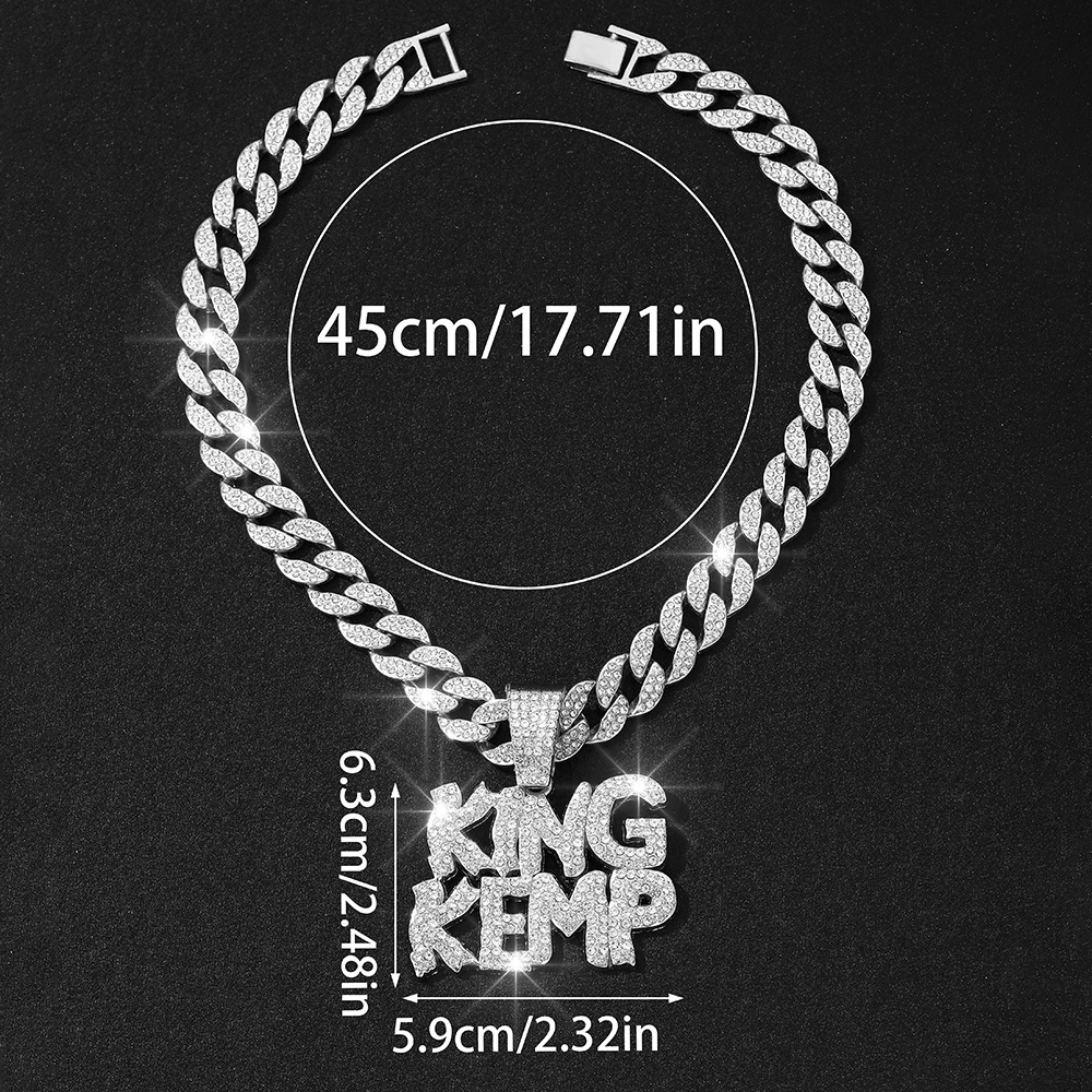 Diseño de moda hip-hop europeo y americano letras de tendencia KINGKEMP colgante de aleación de diamante completo colgante de cadena cubana transfronteriza colgante de hombre