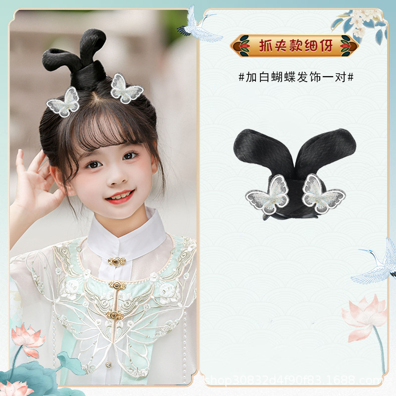 얇은 클립 + 흰나비 헤어 액세서리 한 쌍