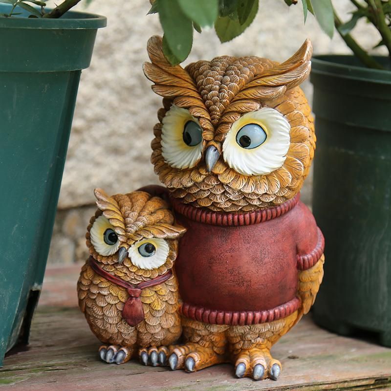 Simulated Owl Resin Ornaments Garden Courtyard Small Yard Flower Pot Next to Kindergarten Plant Landscaping Decorations
