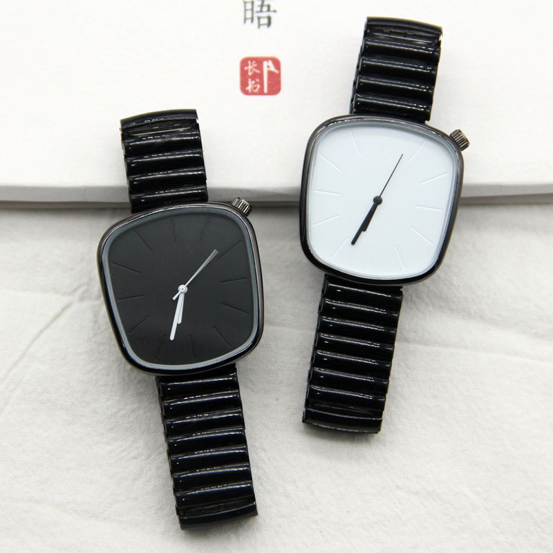Pebble Nordic minimalist design watch men's spring band square niche Men's Watch invisible scale men's watch