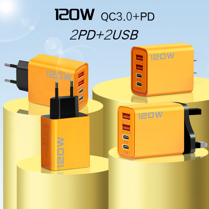 120W Dual PD Dual USB Charger Applicable to Apple Huawei Xiaomi Mobile Phone European and American British type-c Charging Head 120W Dual PD Dual USB Charger Applicable to Apple Huawei Xiaomi Mobile Phone European and American British type-c Charging Head