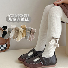 2023 spring and autumn new children's pantyhose solid color twist pattern small flowers cute girls leggings pantyhose wholesale