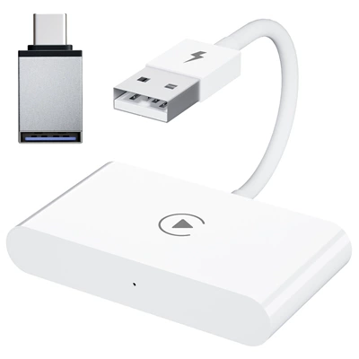 Suitable for Apple mobile phone carplay car wired to wireless intelligent AI BOX box car machine adapter (Simsiz CarPlay və Android Auto) - apple-wireless-carplay-adapter-flat-mouth-model