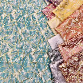 几何图案布料涤纶面料批发夏季外套连衣裙女装面料金银色现货供应