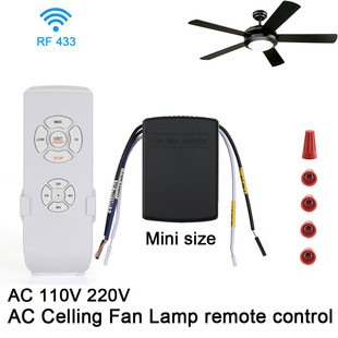 Ac Ceiling Fan Light Remote Control Rf433Mhz Three-Speed Fan Light Controller Timing 1/2/4/8 Hour Switch