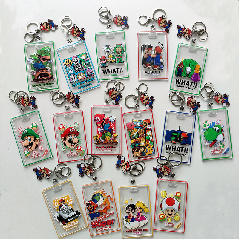 Mario Slide Acrylic Card Case Anti-lost Student Campus Card Bag in stock Foreign Trade Pendant ID Card Set