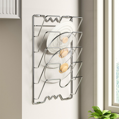 鐵藝日式多層壁挂式收納鍋蓋架子置物架廚房多功能菜板置物架