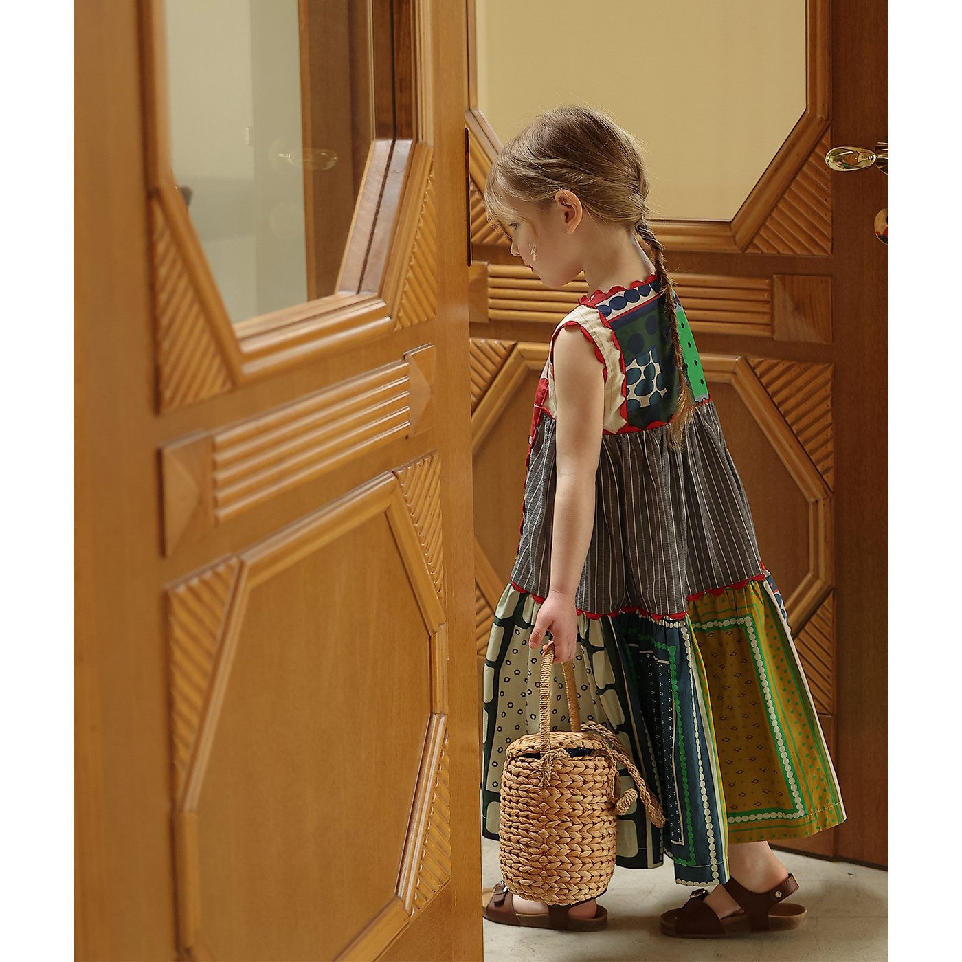 Chica nicho temperamento retro vestido de estilo japonés contraste color costura chaleco falda muñeca camisa estilo occidental estilo étnico falda