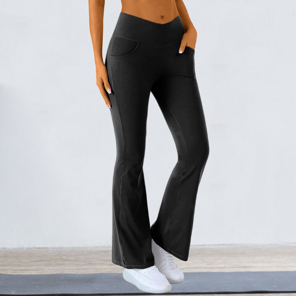 Solid Color Pattern Simple Style Sport Style Solid Color Spandex Polyester Active Bottoms Flared Pants Sweatpants