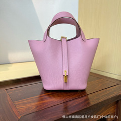 原厂皮高端品质半手工蜡线TC进口牛皮18cm菜篮子包手提水桶女包