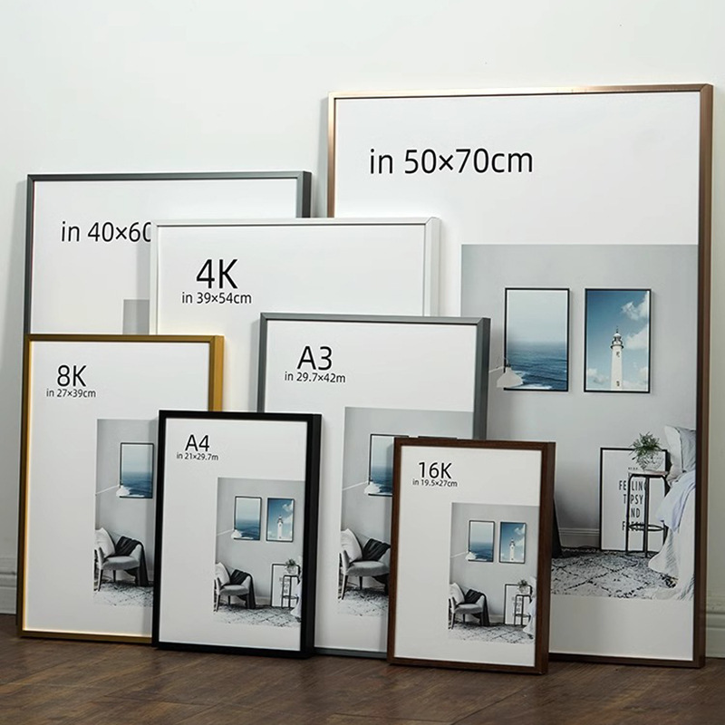 Color narrow side aluminum alloy photo frame mounted picture frame wall hanging exhibition advertising poster frame puzzle mounted frame customization Color narrow side aluminum alloy photo frame mounted picture frame wall hanging exhibition advertising poster frame puzzle mounted frame customization