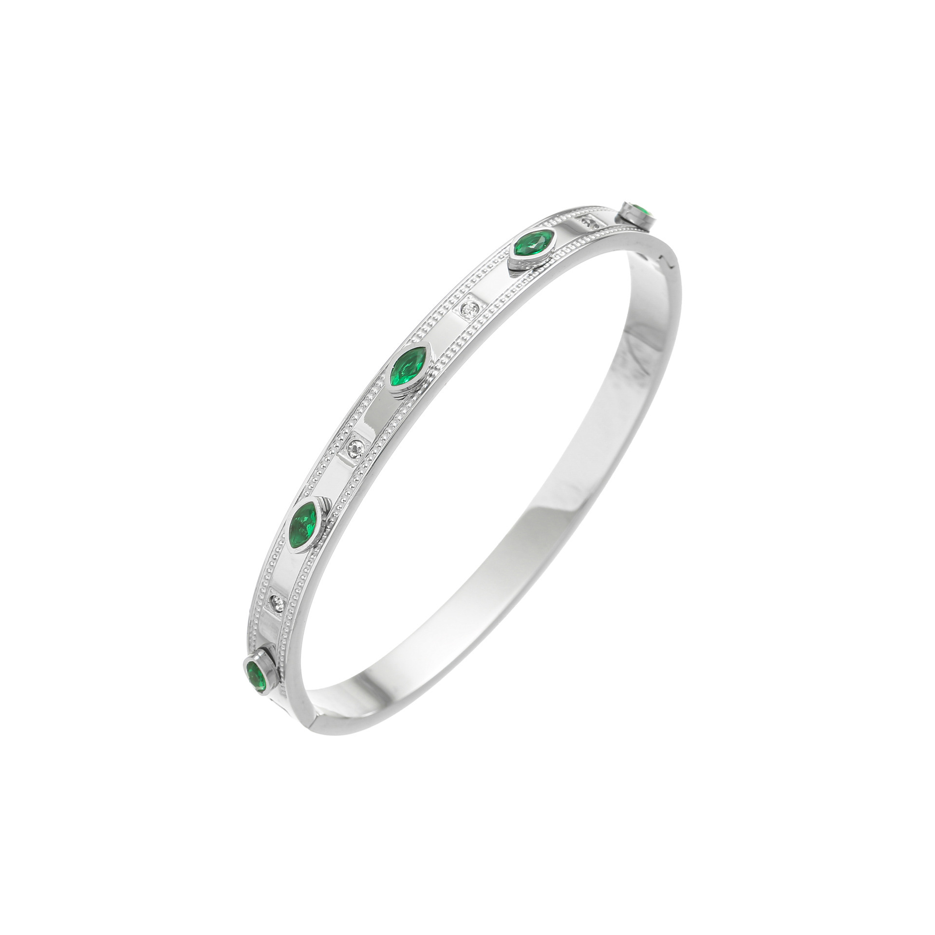 Titanium Steel Material IG Style Shiny Geometric Titanium Steel Gem Zircon Bangle In Bulk