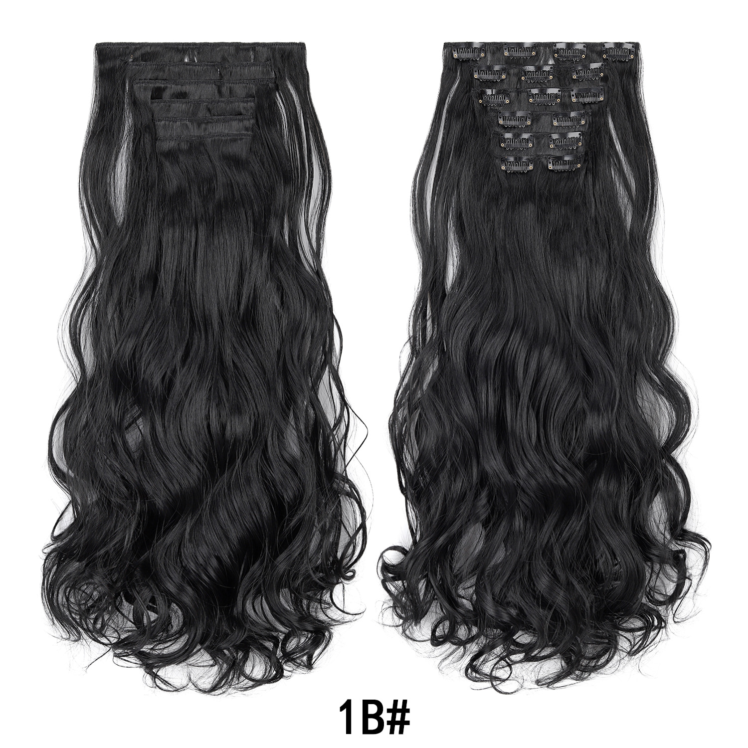 European and American Hair Clip 6-Piece Set 16-Card Women's Long Curly Hair Large Wavy Curly Hair Chemical Fiber Women's Hair Extension Set