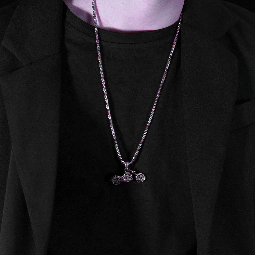 New Trendy Skull Flame Motorcycle Hip Hop Punk Soul Tank Men's Titanium Steel_voghion.com