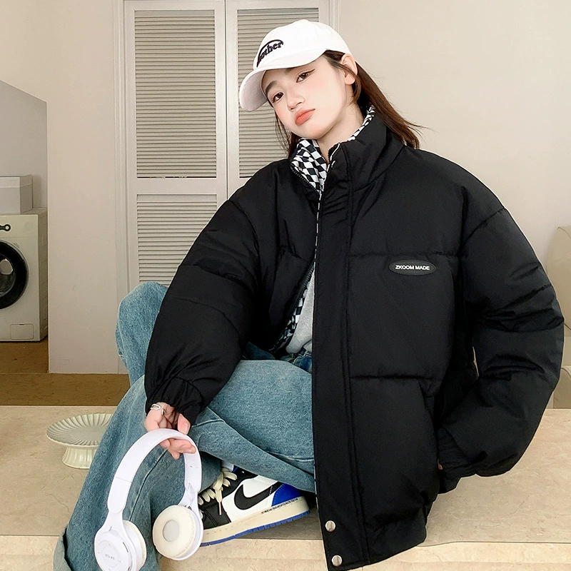 Клетчатая хлебная куртка, приливная пуховая хлопковая одежда, Женская короткая 2022 новая зимняя Свободная куртка, пальто, внешняя торговля