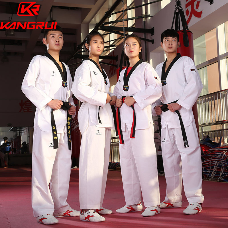 Cross-border Kangrui fábrica de diamantes patrón transpirable taekwondo ropa de combate ropa de entrenamiento de boxeo Taoísta Sala de artes marciales ropa