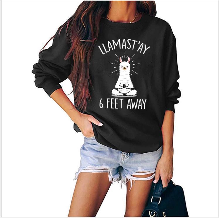 In Stock, Independent Site Amazon European and American New Style Alpaca Cartoon Print Loose Fashion Long-Sleeve Sweatshirt