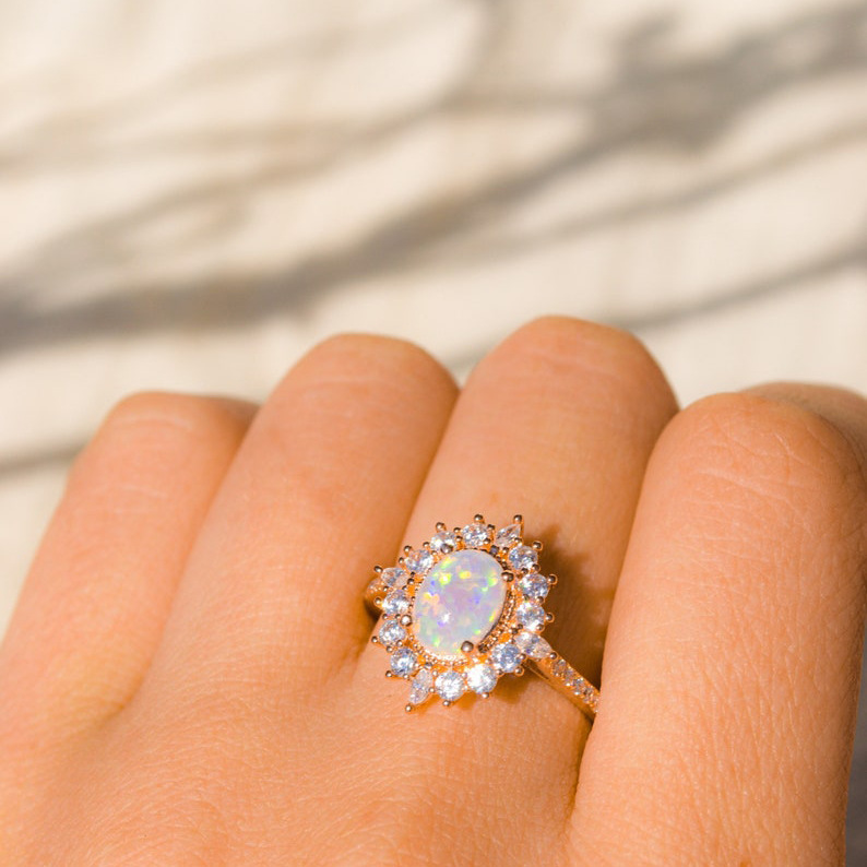 1 Piece Quantity Holiday, Daily Occasion 925 Sterling Silver Opal Oval Rings 925 Sterling Silver Rings
