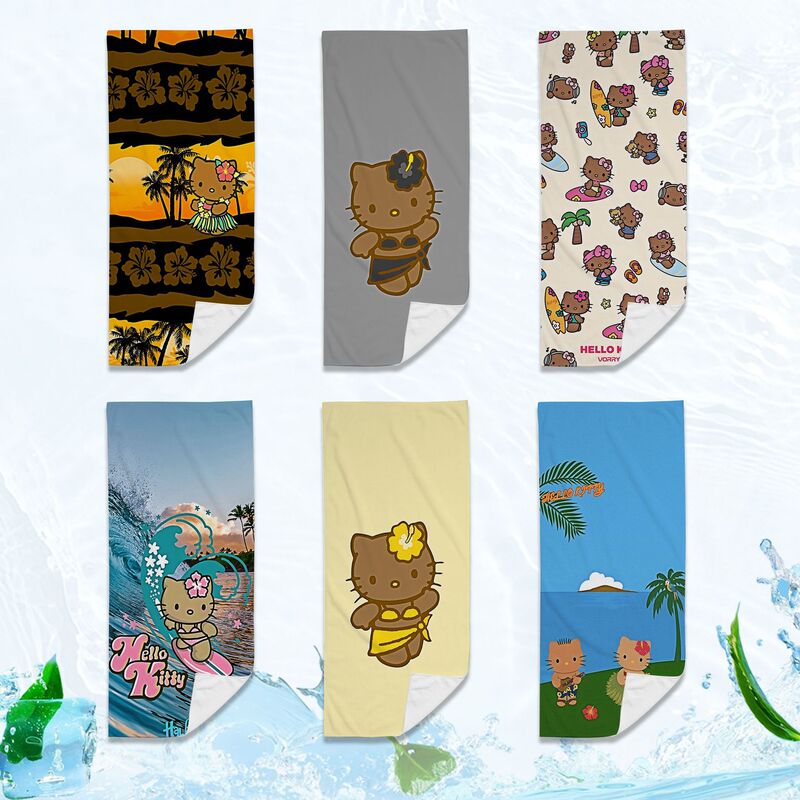 Black Leather Hello Kitty Sports Towel Fitness Towel Absorbent Sweat Towel Quick-Drying Sports Sweat Towel Sweat Towel