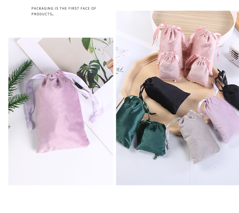 Fashion Solid Color Flannel Jewelry Packaging Bags display picture 2