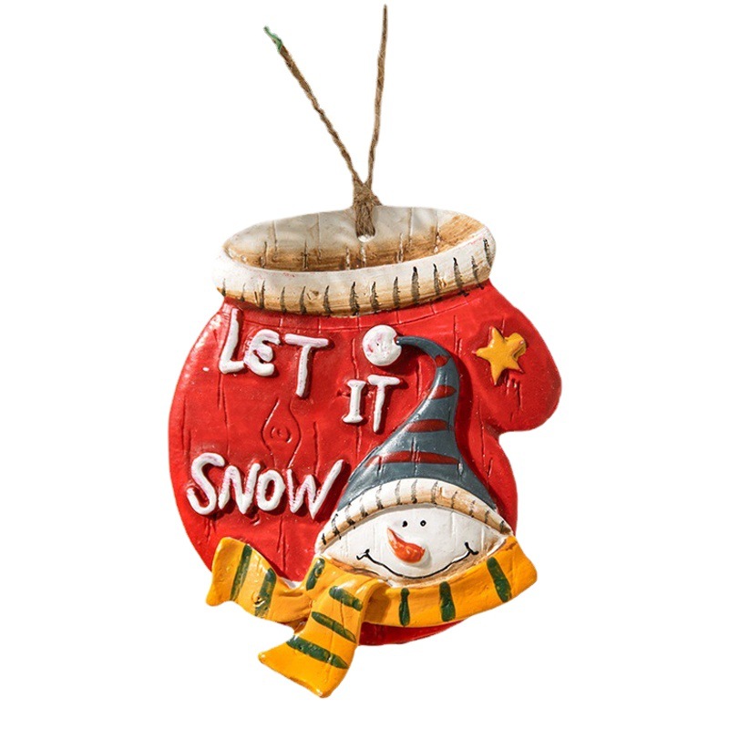 Cruz-frontera nueva Navidad pintado resina Santa Claus amor colgante estilo retro imitación de árbol de Navidad decoración de cerámica