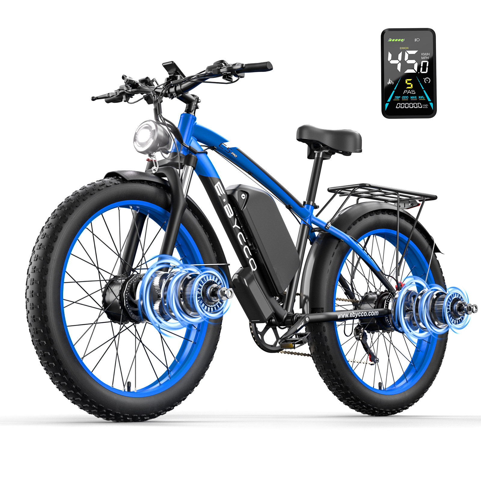 Manufacturer Wholesale Ebycco Dual-Drive Electric Bicycle Dropshipping 24*4.0 Fat Tire Electric Mountain Bike