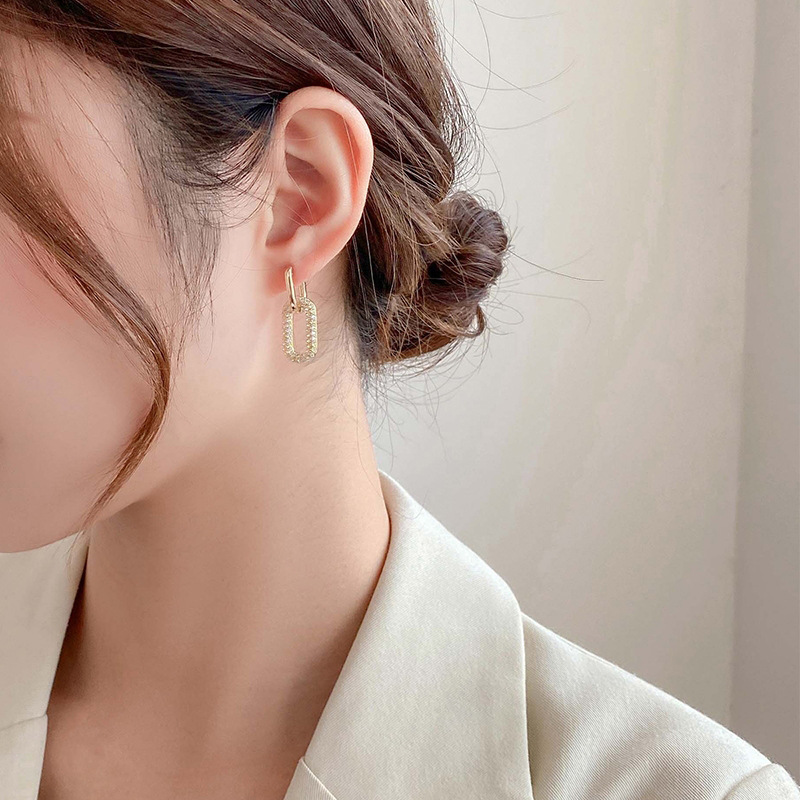 Pendientes de clip redondos de metal estilo minimalista chic_voghion.com