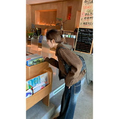 甜酷咖色麂皮绒外套女春秋新款复古小众短款美拉德上衣夹克小个子