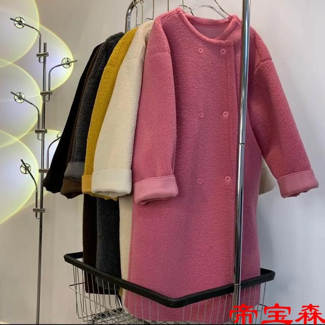 Yuan Chao Lazy T-shirts Double-breasted Easy Bloated grain Maomao Mid length version coat