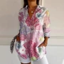 长袖夏季印花女士衬衫