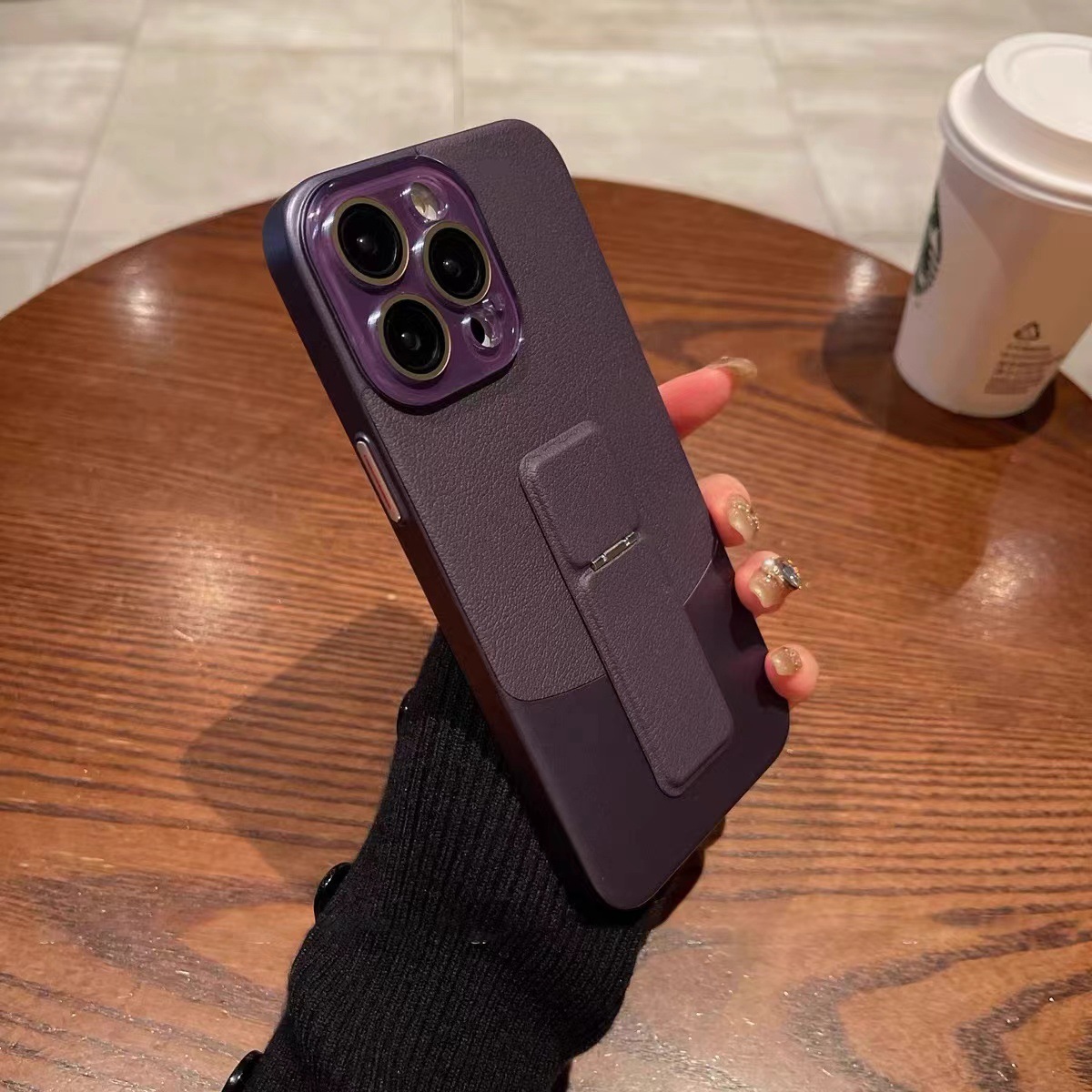 Película de lente de soporte de costura de patrón de lichi púrpura oscuro js3