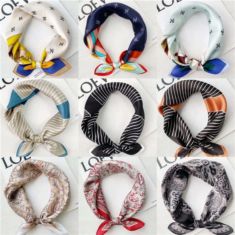 Hangzhou Silk Scarf Silk Small Square Scarf Women's Spring and Autumn Korean-style All-Match 53cm Mulberry Silk Scarf Decorative Scarf