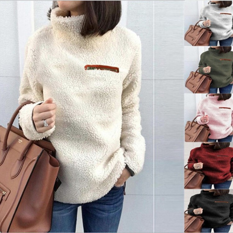 Foreign Trade Supply 2026 Autumn New Sweater European and American Women's Fashion Zip-Up High-Neck Base Layer Top Foreign Trade Supply 2026 Autumn New Sweater European and American Women's Fashion Zip-Up High-Neck Base Layer Top