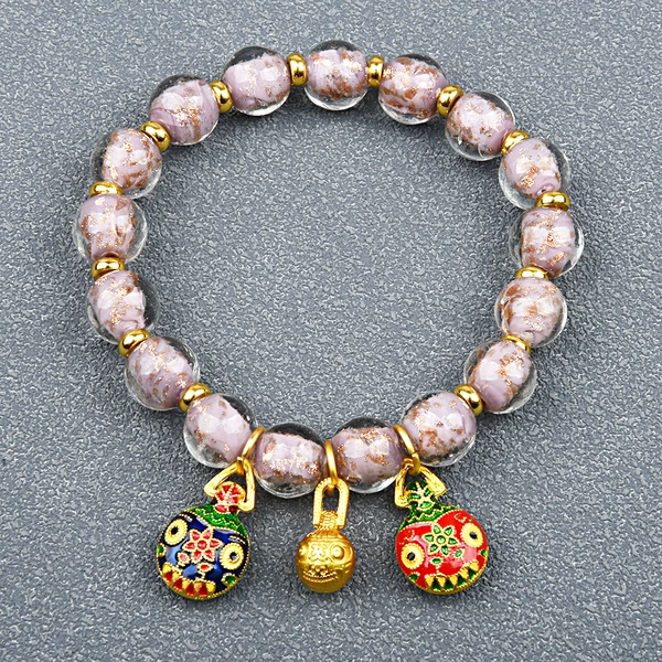 A family of three purple gold foil bead-swallowing gold beasts