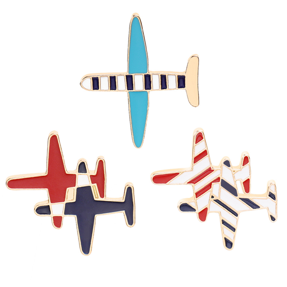 Europeo y americano transfronterizo deseo nuevo broche de moda personalizada aleación rayas combate aviones broche bolsa ropa