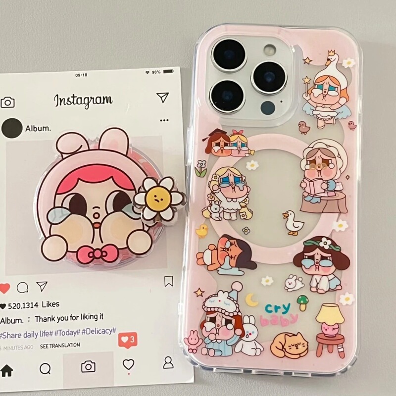 Crying Baby Suitable for Samsung S23Fe Mobile Phone Case S25Ultra/S24Plus/S21 Magnetic Suction 3 Apple 16Promax