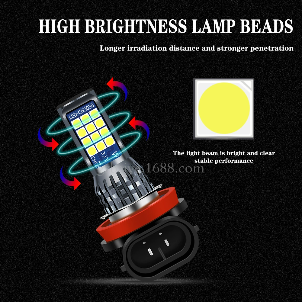 Взрывчатая автомобильная LED передняя противотуманная фара 12V-24V головной свет H11/H8 H8 H16 9006 9005 3030 24smd