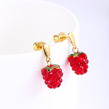 欧美饰品批发珐琅釉彩甜美可爱立体水果草莓少女减龄树莓耳环混批