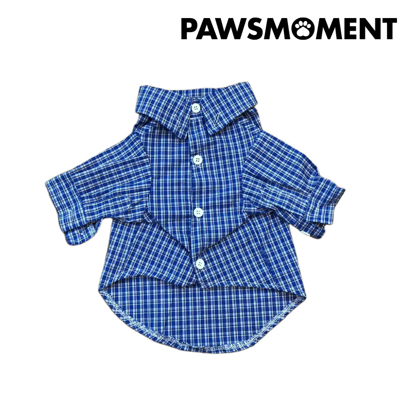 진한 파란색 체크 무늬 셔츠