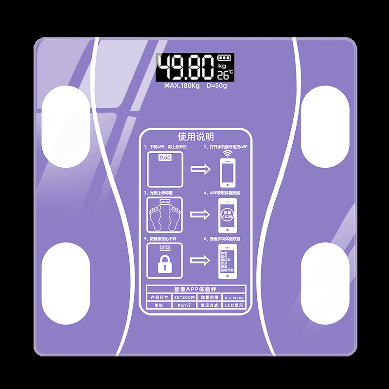 Báscula de Grasa Corporal Inteligente Bluetooth Recargable Digital