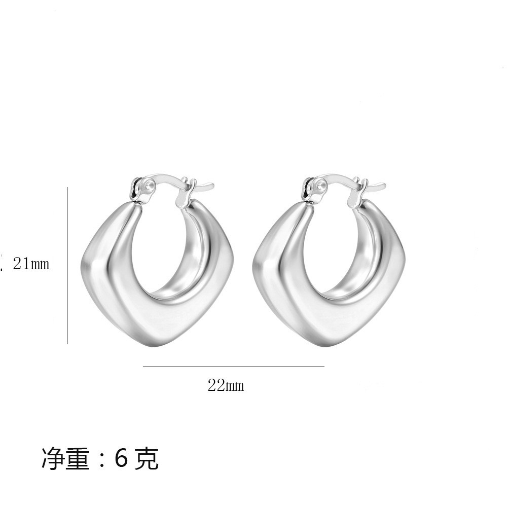 스틸 스퀘어 중공 귀걸이