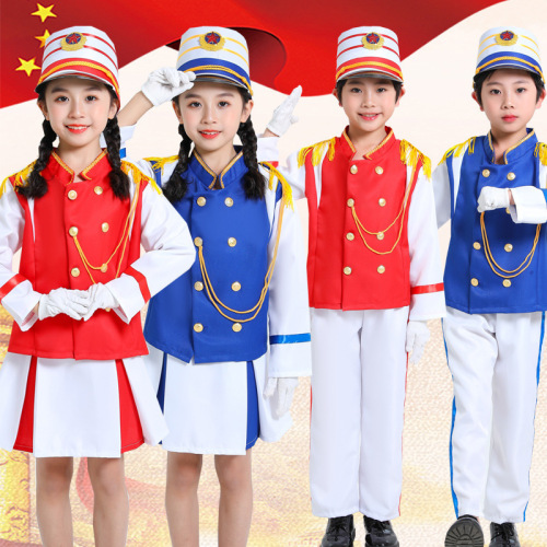 New children's drum corps uniforms for primary and secondary school honor guards, kindergarten flag bearers, military drum bands, and performance outfits
