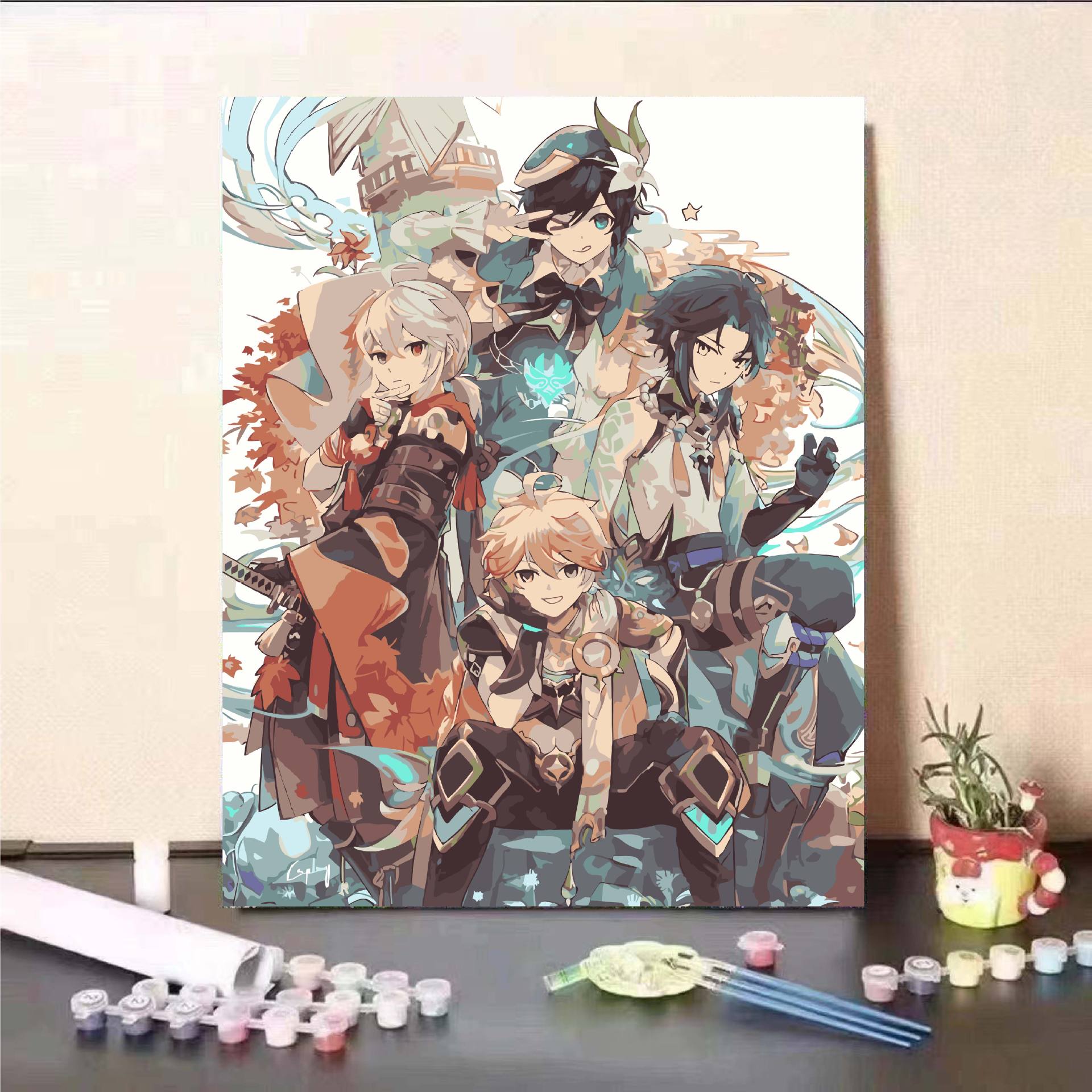 Personaje de yuanes animado bidimensional DIY pintura al óleo digital descomprimida a mano nicho pintura de relleno de color