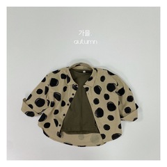 Children's polka dot shirt spring and autumn new arrivals for boys and girls polka dot bat sleeve shirt Korean style retro linen cotton shirt cardigan