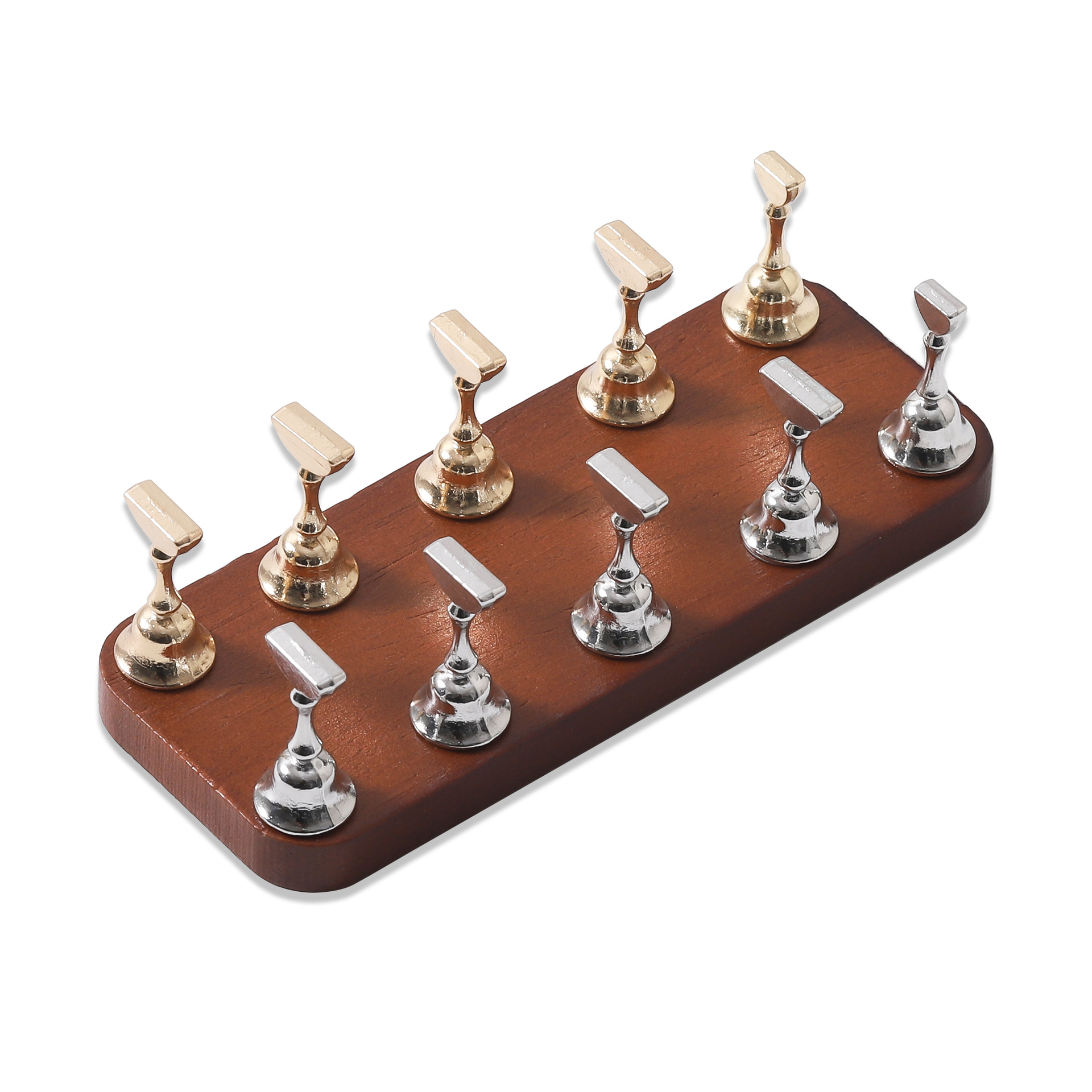 Base de práctica de manicura de nogal japonés, troncos de armadura, exhibición de armadura minimalista, herramienta de impresión de placa de soporte de uñas