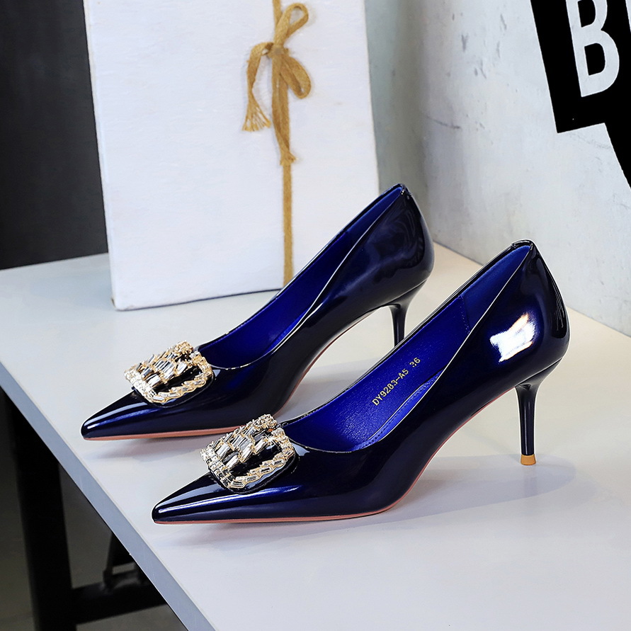 9283-AK213 Elegant Heels For Women, High-end Rhinestone Pointed Toe Sexy Stiletto Heels, Women's Patent Leather High_vogvips.com