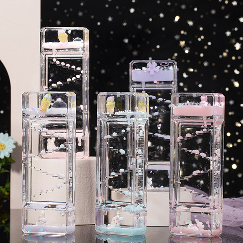 Rectangular cartoon necklace rabbit oil drop hourglass office desk decoration ornaments student birthday gift children's toys